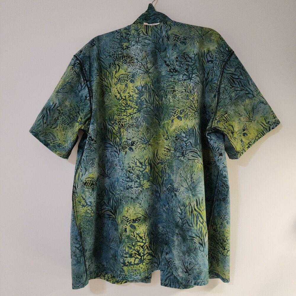 Jaqueline on Kauai Mens Hawaiian Short Sleeve Shirt Green Turtles Cotton Sz 2XL - Picture 7 of 8